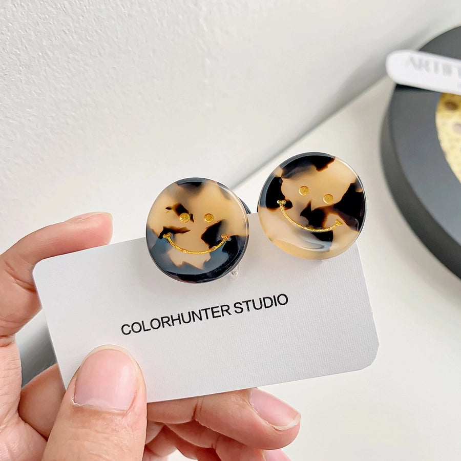 cartoon style Smile face acetic acid sheets printing hair clip