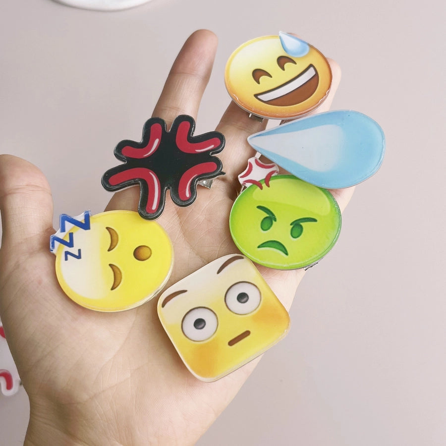 Women's Cute Smile Face Water Droplets Plastic Epoxy Hair Clip