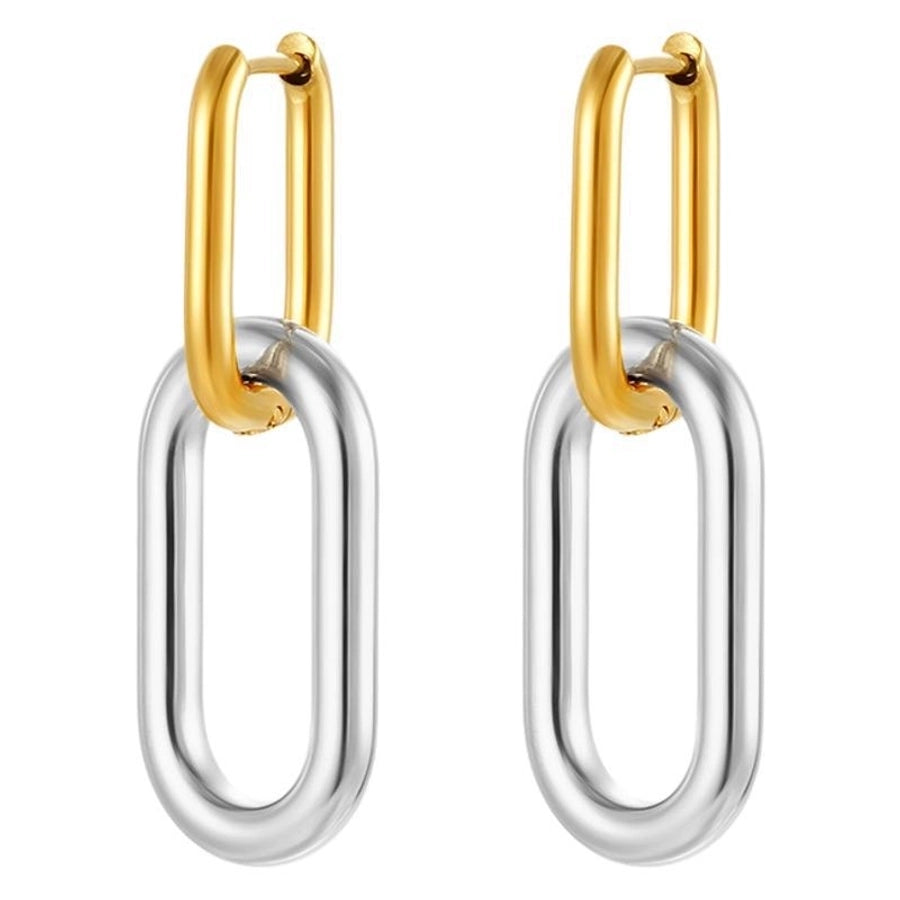 1 Pair IG Style Oval Mixed Metal 304 Stainless Steel Drop Earrings