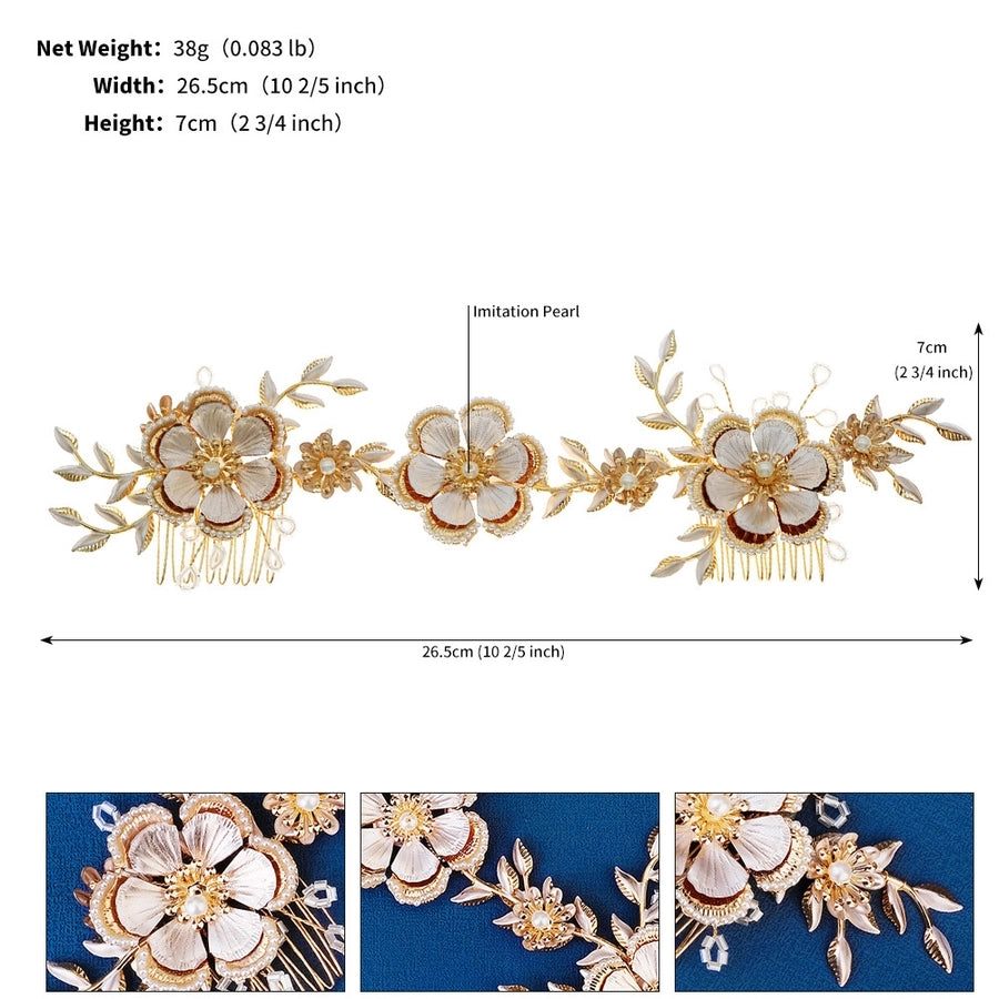 simple style leaf alloy knitting inlay zircon insert comb 1 piece