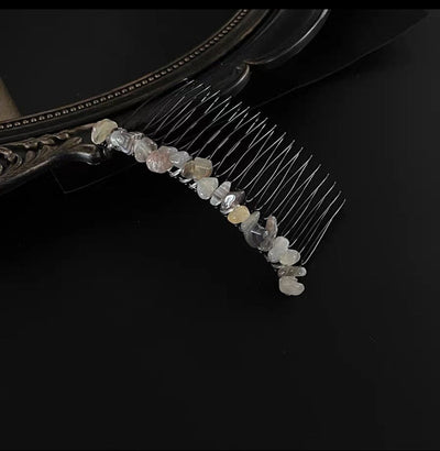 retro ethnic style geometric crystal handmade insert comb