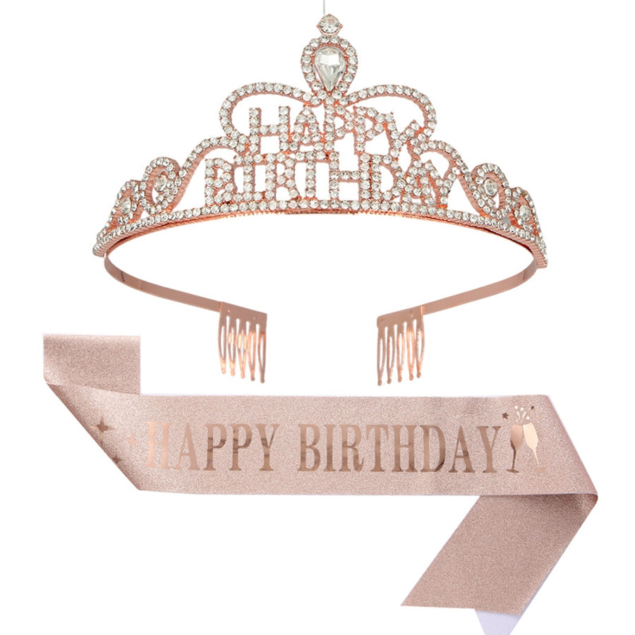 fashion letter metal inlay crown 2 piece set