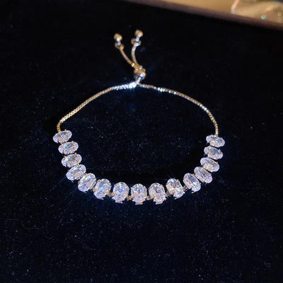 sweet colorful rectangle copper inlay zircon bracelets