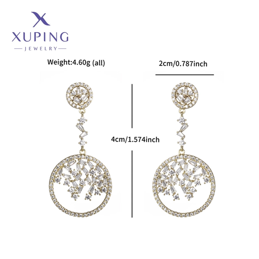 1 Pair Elegant Luxurious Round Plating Copper Artificial Gemstones 18K Gold Plated Drop Earrings