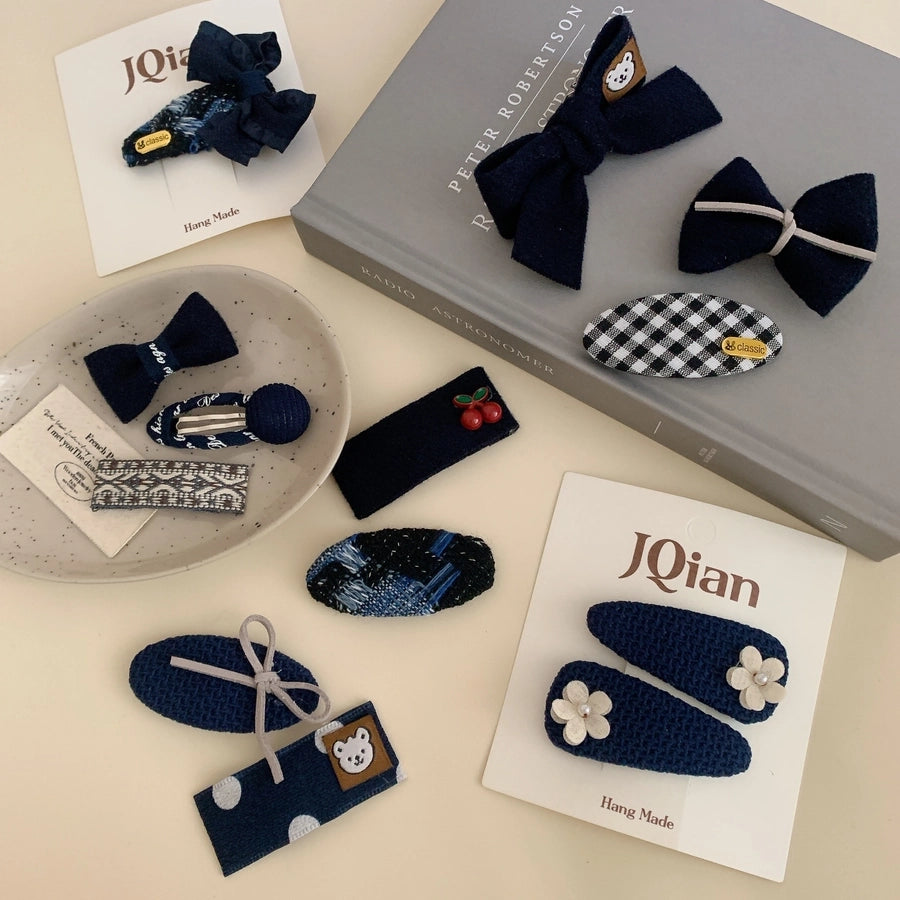 Sweet Simple Style Women's Plaid Bow Knot Cloth Hair Clip