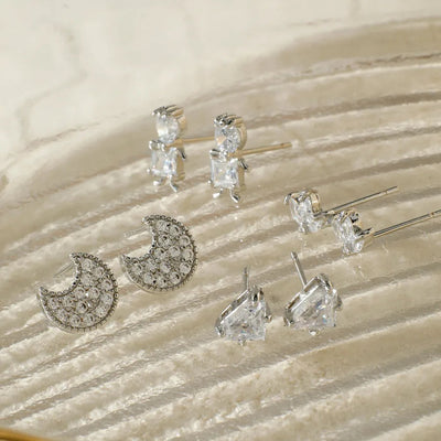 1 Piece Simple Style Heart Shape Inlay Copper Zircon Rhodium Plated Ear Studs