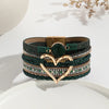 elegant classic style heart shape pu leather inlay rhinestones women's bracelets