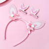 Girl'S Cute Romantic Sweet Bunny Ears Flower Bow Knot Cloth Handmade Hair Clip Hair Band
