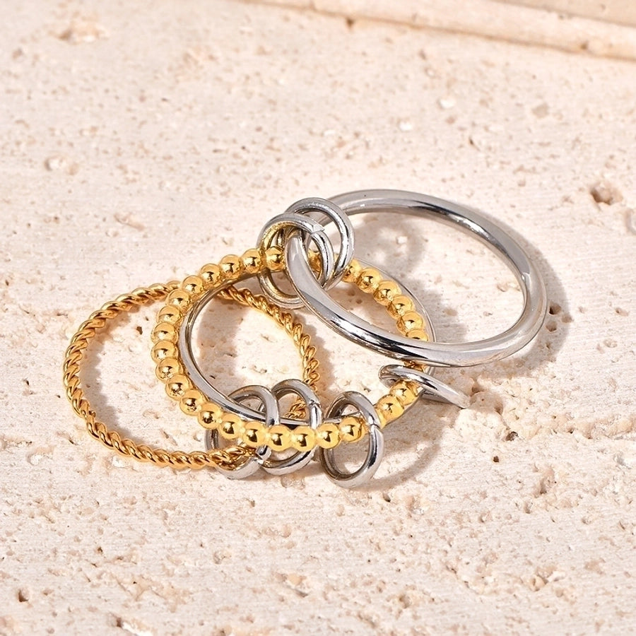 Jewelry Artistic Twist 304 Stainless Steel Titanium Steel 18K Gold Plated Layered Braid Rings