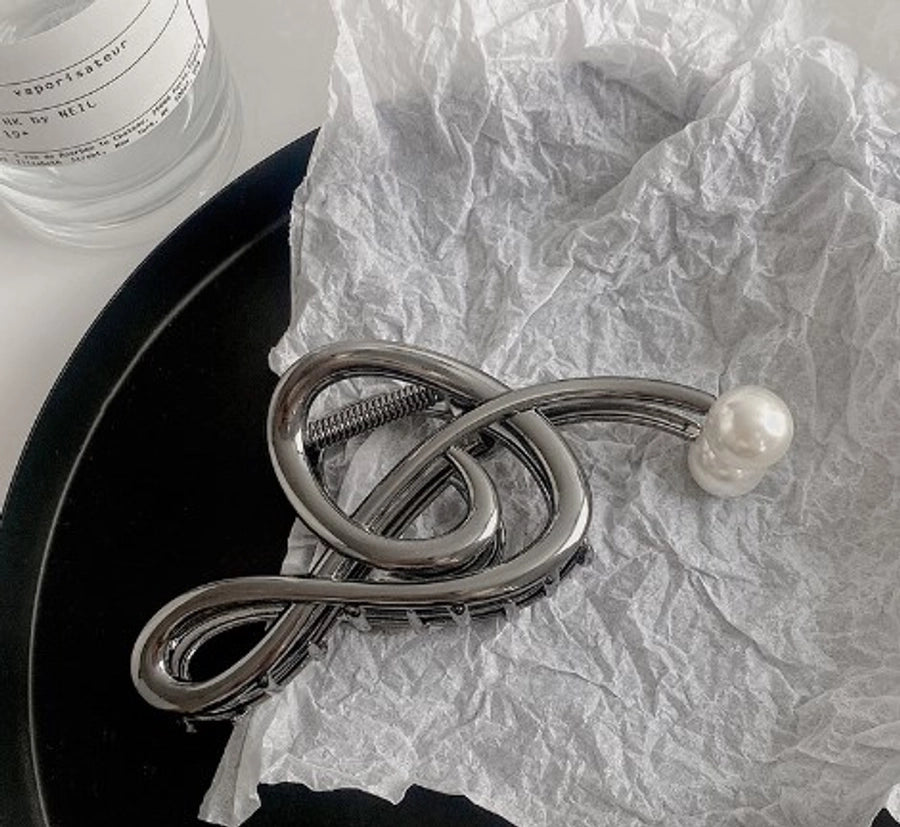 simple style notes alloy inlay pearl hair claws