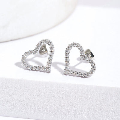 1 Pair Elegant Simple Style Heart Shape Copper Zircon Ear Studs