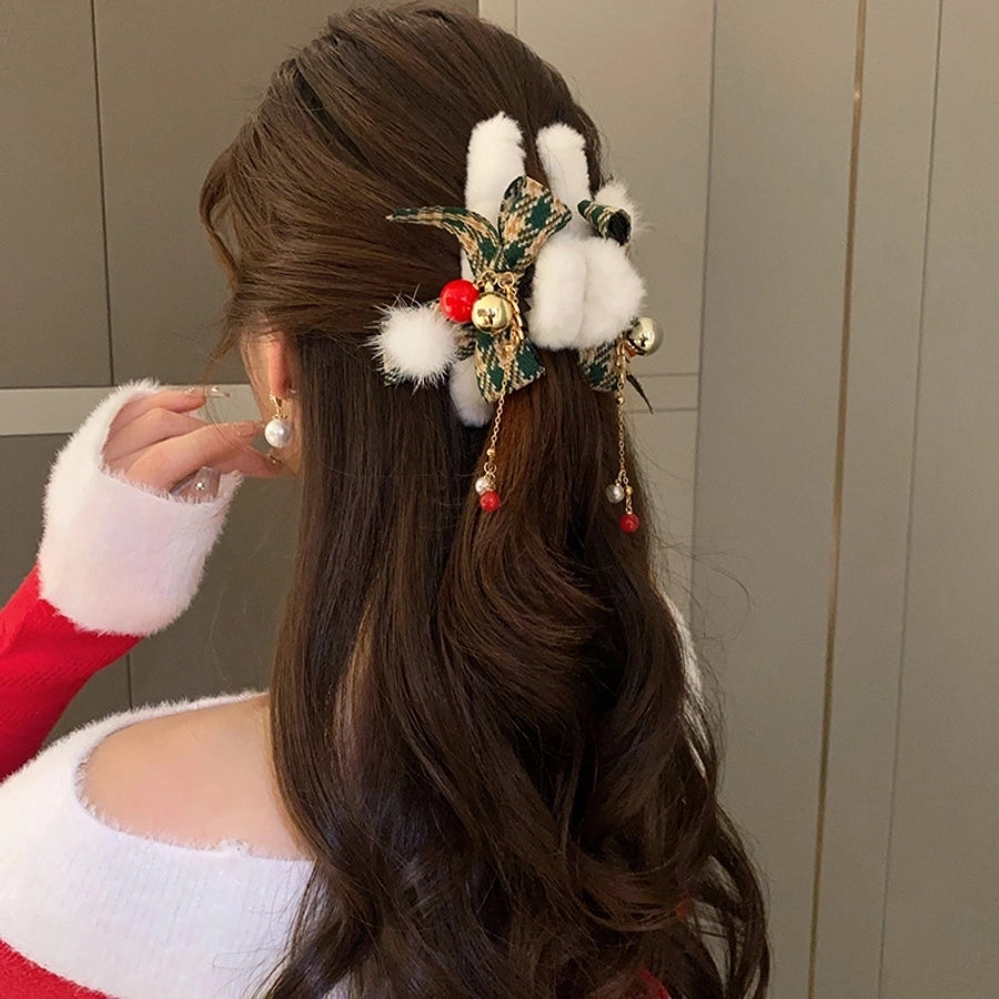 Christmas Casual Simple Style Streetwear Women's Bow Knot Arylic Alloy Hair Claws