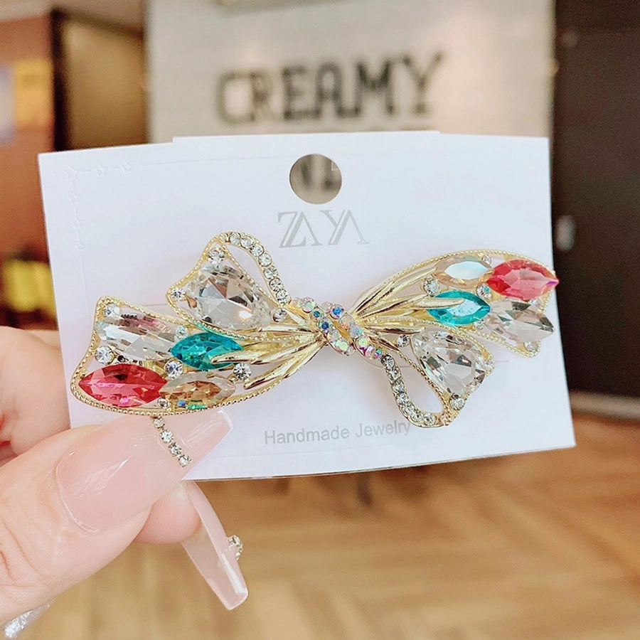 sweet bow knot artificial crystal hair clip