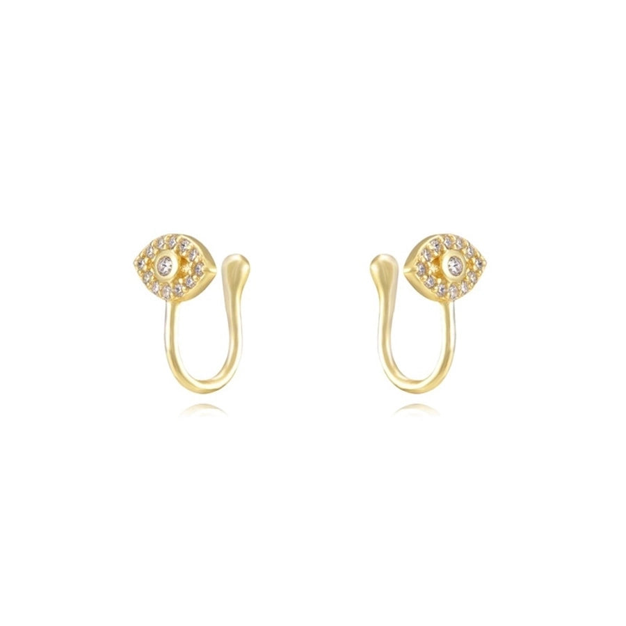 1 Pair IG Style U Shape Geometric Inlay Copper Zircon Gold Plated Ear Cuffs Earrings
