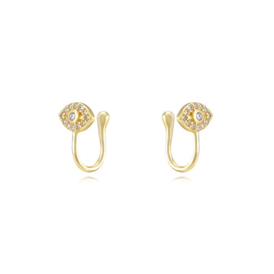 1 Pair IG Style U Shape Geometric Inlay Copper Zircon Gold Plated Ear Cuffs Earrings
