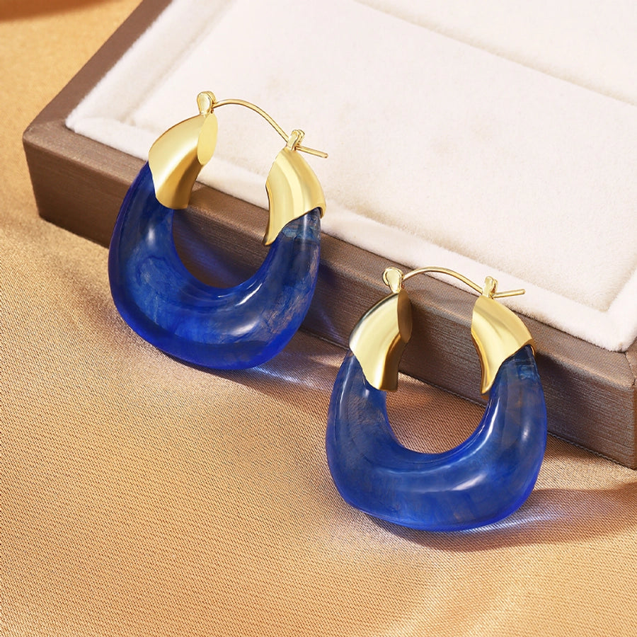 1 Pair Classical Retro Queen U Shape Copper Imitation Gold  Earrings