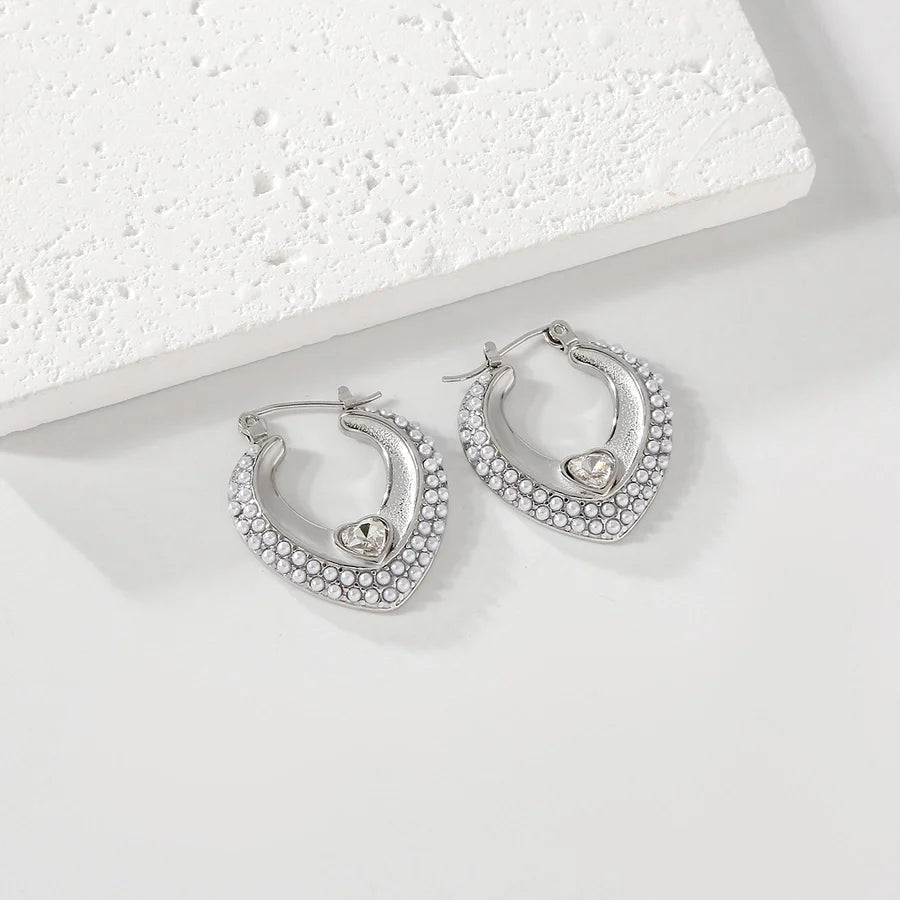 1 Pair Elegant Cute U Shape Geometric 304 Stainless Steel Artificial Pearls Earrings Ear Studs