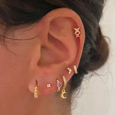 1 Pair Simple Style Star Copper Zircon 24K Gold Plated Ear Studs