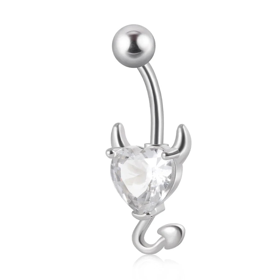 1 Piece Belly Rings IG Style Casual Cool Style Heart Shape 304 Stainless Steel Plating Zircon 18K Gold Plated