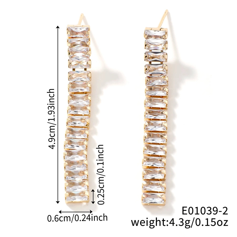 1 Pair Elegant Artistic Streetwear Tassel Asymmetrical Copper Glass K Gold Plated Rhodium Plated Ear Studs