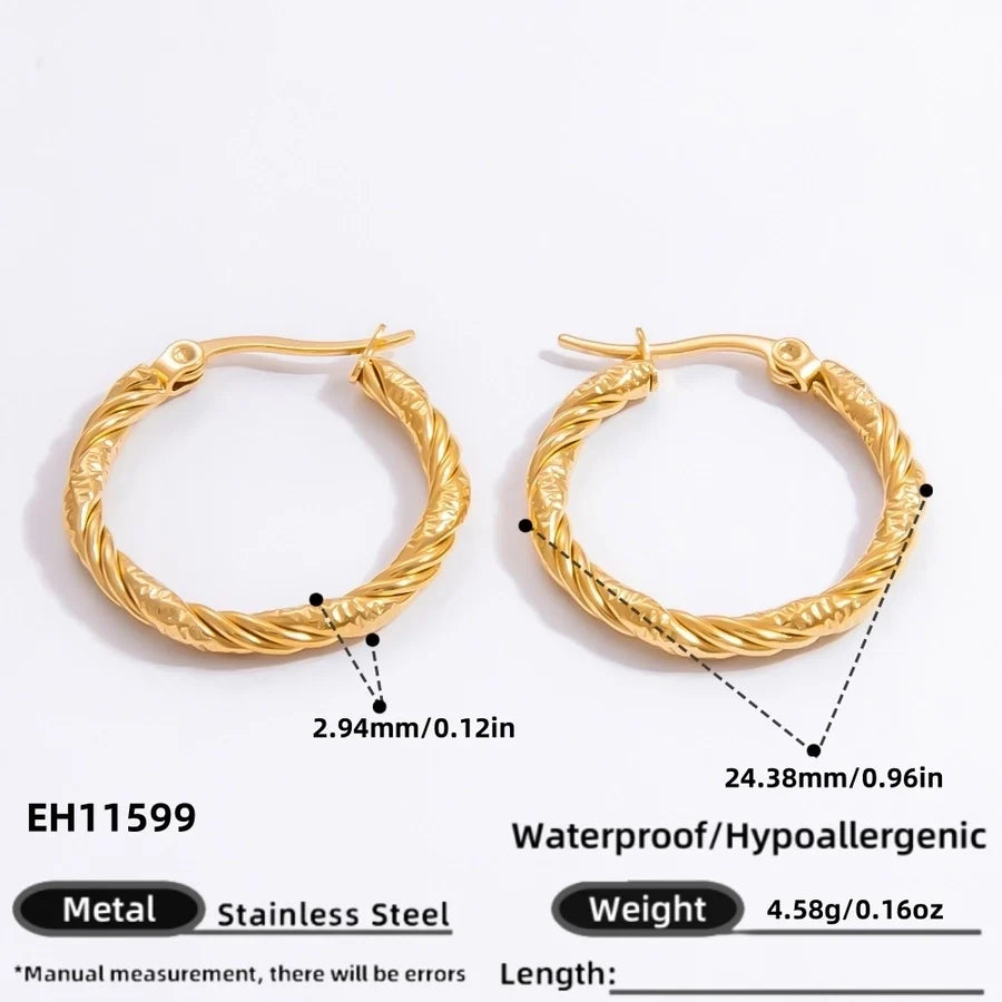 1 Pair Elegant Solid Color Plating Inlay 304 Stainless Steel Pearl 18K Gold Plated Earrings Ear Studs