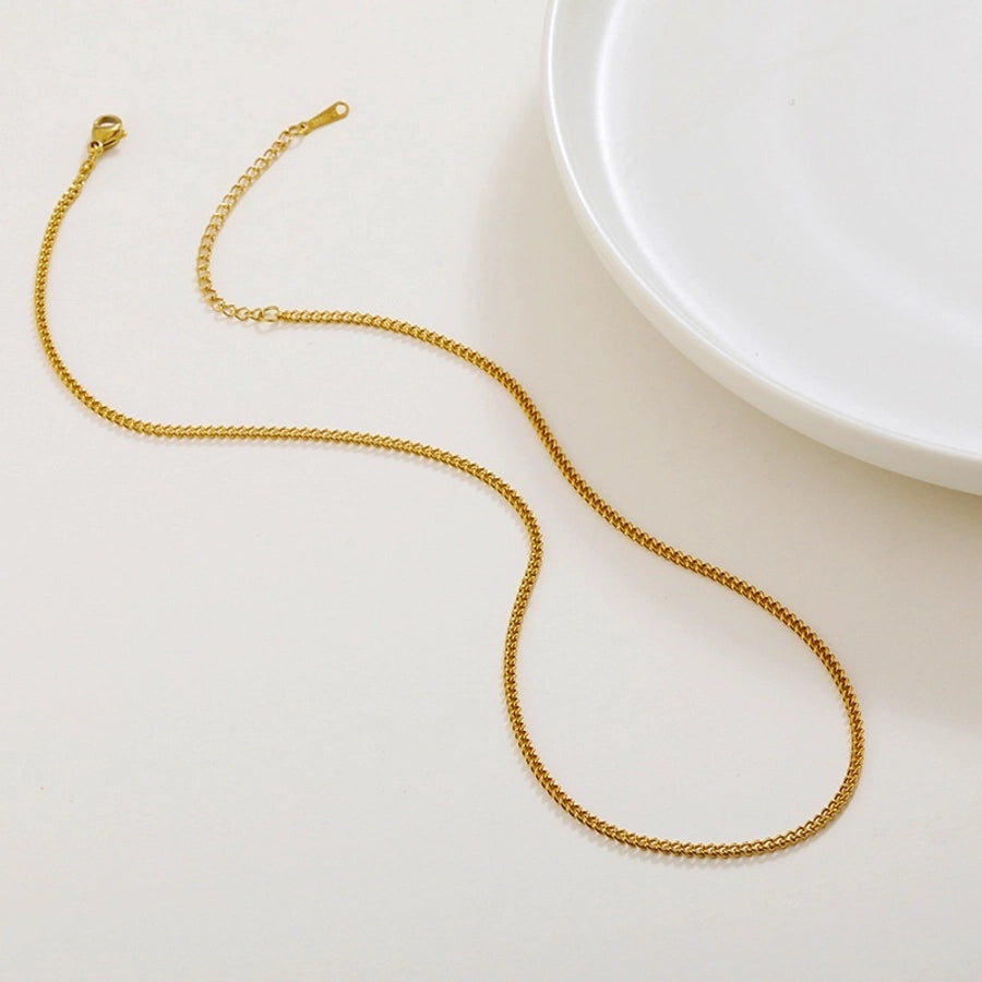 Jewelry Simple Style Geometric Solid Color Titanium Steel Chain Necklace