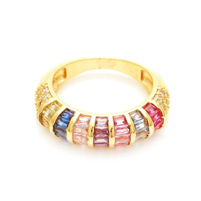 Copper Plating Geometric Zircon Copper Rings