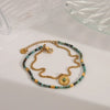 Bohemian Simple Style Commute Geometric 304 Stainless Steel 18K Gold Plated Natural Stone Zircon Bracelets In Bulk