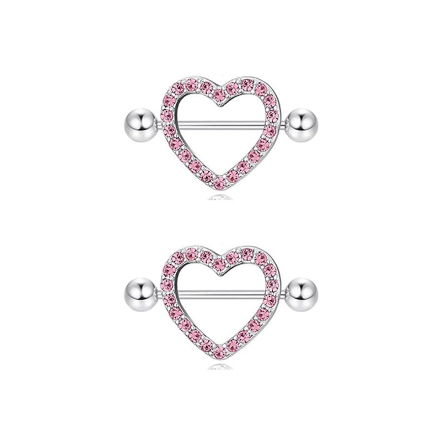 1 Pair Nipple Rings & Studs Hip-Hop Shiny Heart Shape Flower Butterfly 316L Stainless Steel  Copper Inlay Zircon Nipple Rings & Studs