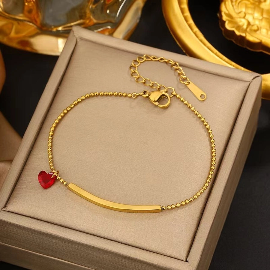 Jewelry Hawaiian French Style IG Style Solid Color 304 Stainless Steel 18K Gold Plated Plating Bracelets Anklet Jewelry Set