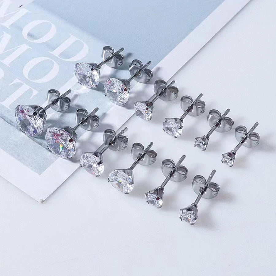 1 Pair Simple Style Round 304 Stainless Steel Ear Studs