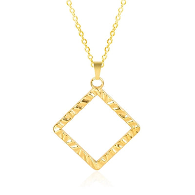 Jewelry Basic Simple Style Classic Style Square 304 Stainless Steel 18K Gold Plated Plating Pendant Necklace