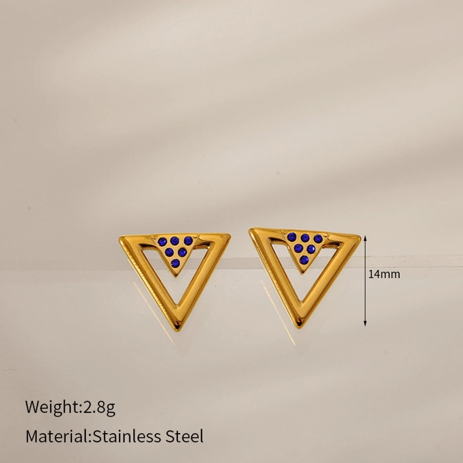 1 Pair Elegant Simple Style Geometric 304 Stainless Steel Zircon Ear Studs