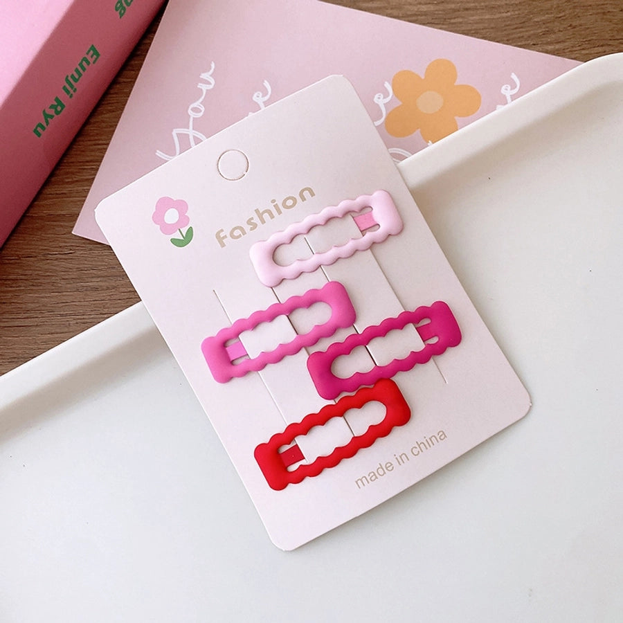 New Sweet Rose Pink Versatile Basic Hollow Heart Five-Star BB Clip Dripping Oil Partysu Hair Clip Hair Accessories