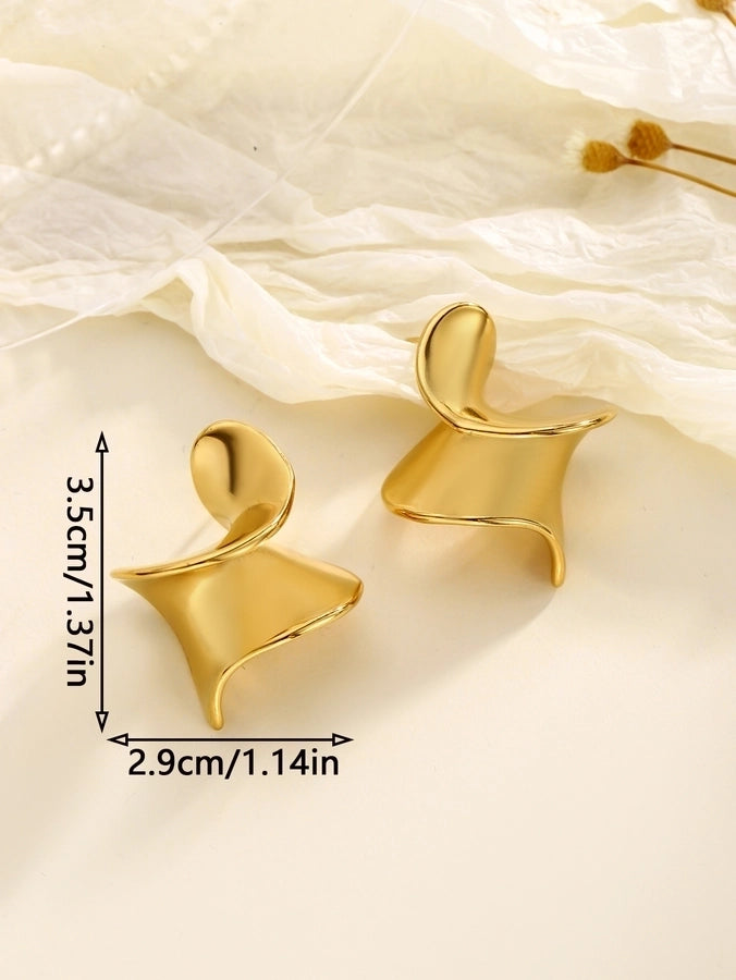 1 Pair Glam Classical Romantic Spiral 304 Stainless Steel Ear Studs