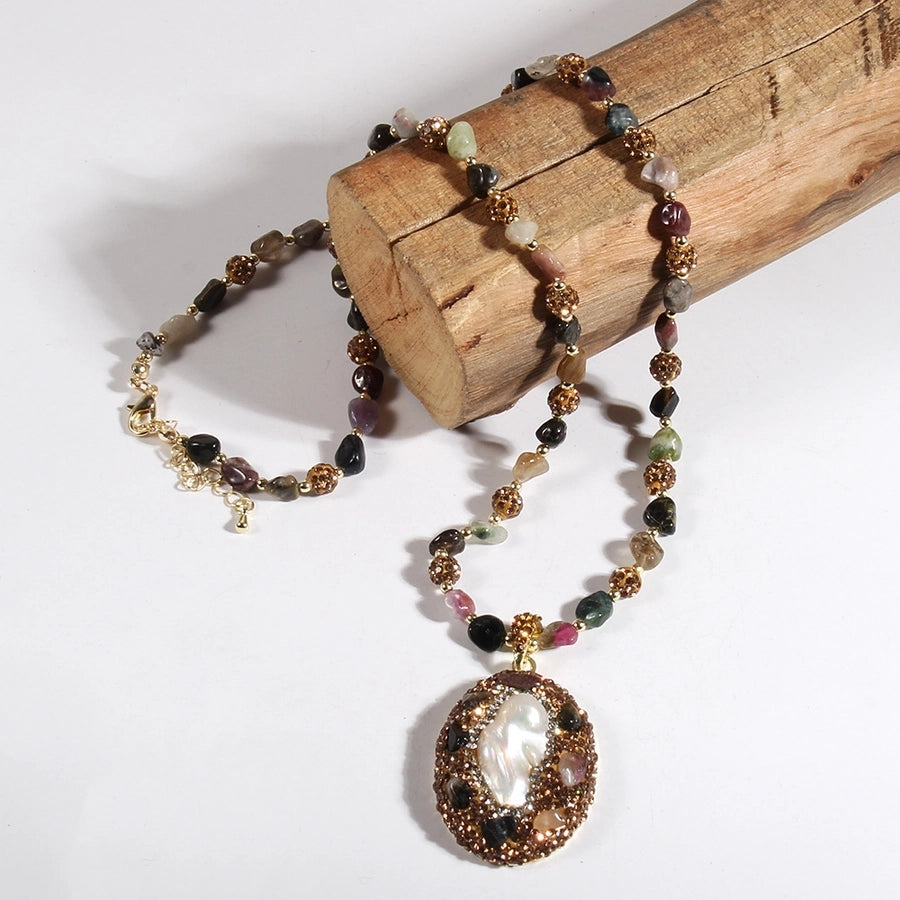 Bohemian Water Droplets natural stone Beaded Chain Pendant Necklace In Bulk