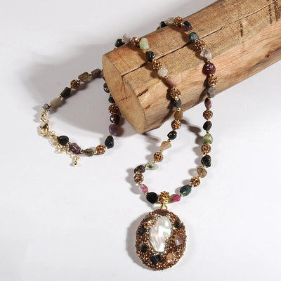 Bohemian Water Droplets natural stone Beaded Chain Pendant Necklace In Bulk
