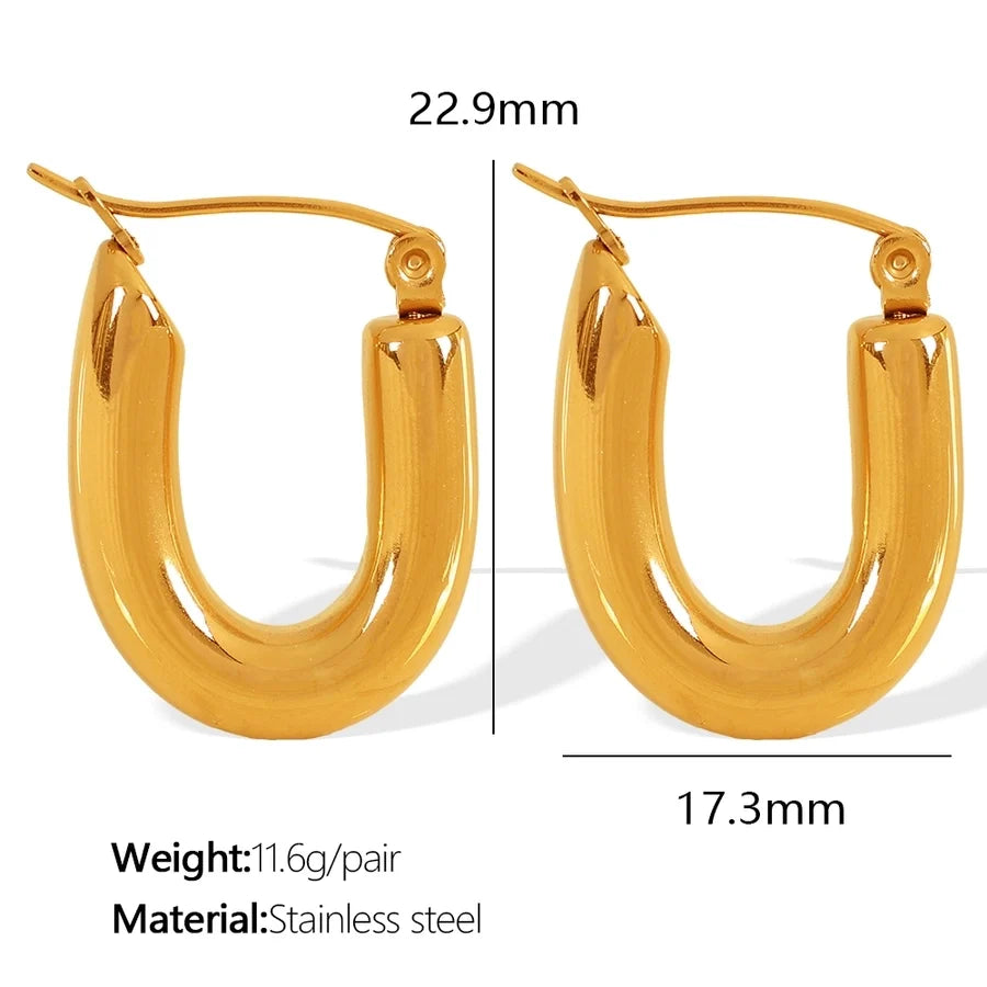 1 Pair IG Style Elegant Simple Style U Shape Round Polishing Plating 304 Stainless Steel 18K Gold Plated Earrings