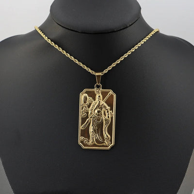 Jewelry Vintage Style Human 304 Stainless Steel Zircon Gold Plated Plating Inlay Pendant Necklace