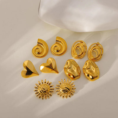 1 Pair Simple Style Classic Style Circle Heart Shape Spiral 304 Stainless Steel Ear Studs