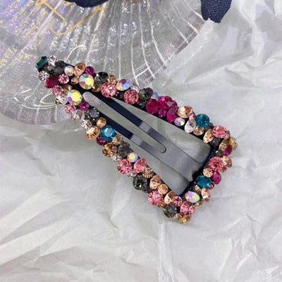 korean rhinestone bb hairpin no trace crystal hollow water drop square triangle super flash bangs hairpin hair accessories