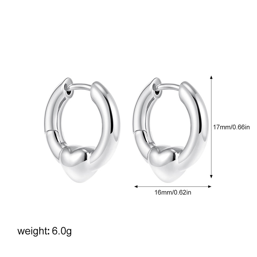 1 Pair Simple Style Heart Shape Mixed Metal 304 Stainless Steel Earrings