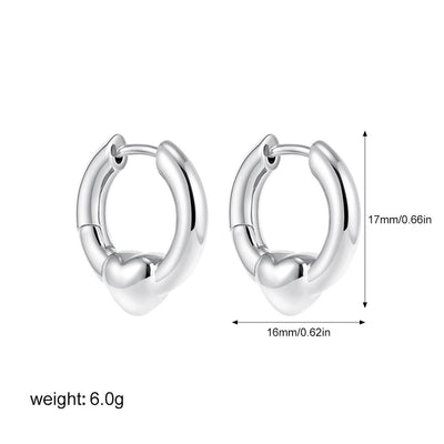 1 Pair Simple Style Heart Shape Mixed Metal 304 Stainless Steel Earrings