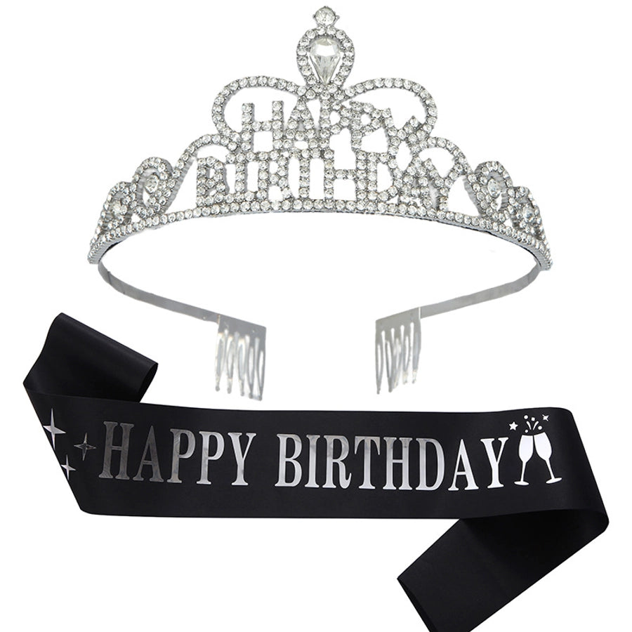 fashion letter metal inlay crown 2 piece set