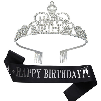 fashion letter metal inlay crown 2 piece set