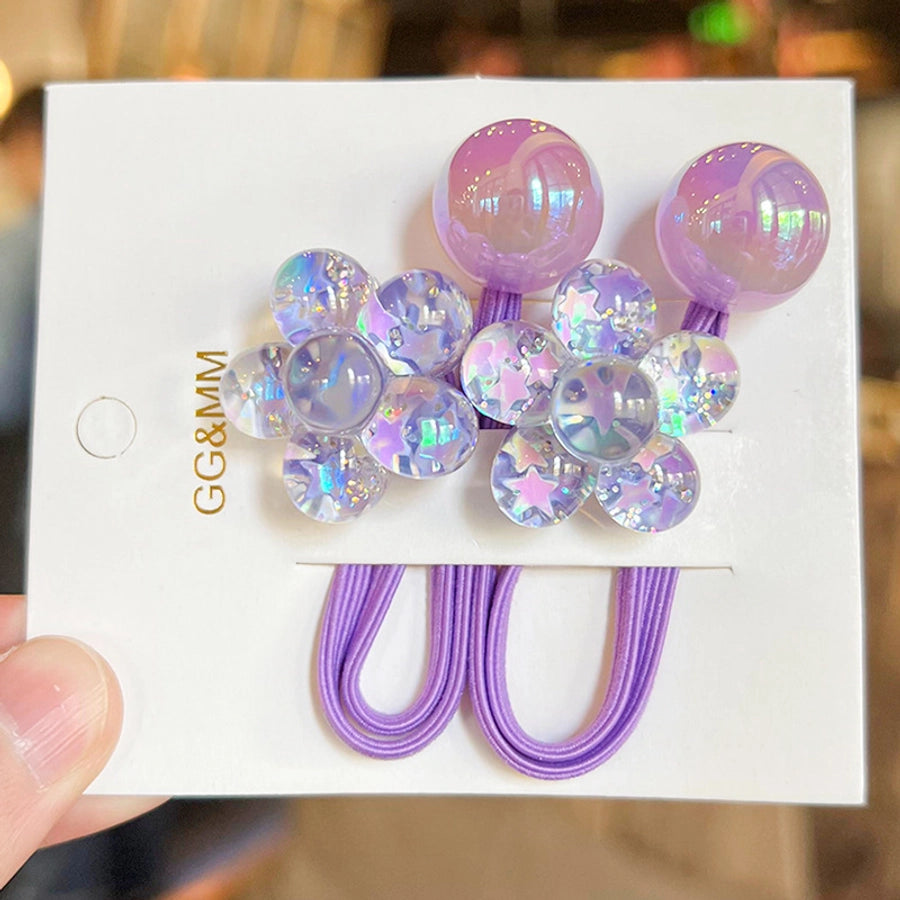 Korean style hair accessories new style onion pink five-petal flower jelly beads winding rubber band girls' hair rope hair band Braid hair rope headdress