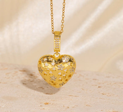 Copper Plating Heart Shape Pendant Necklace