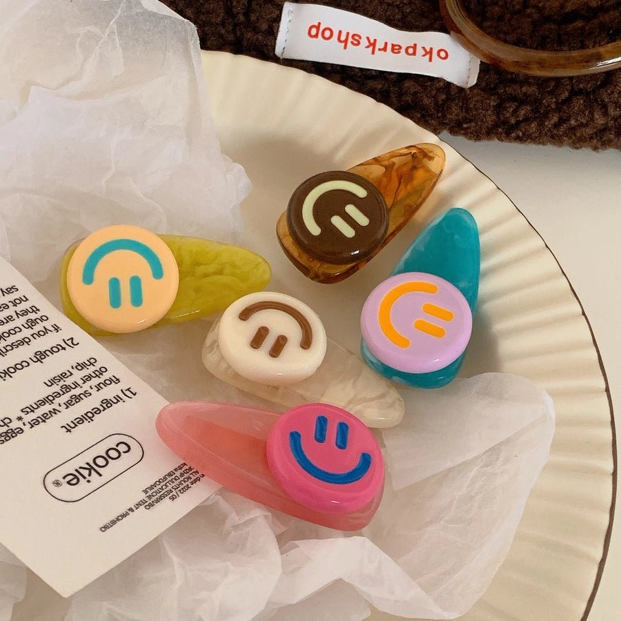 cute simple style Smile face arylic hair clip