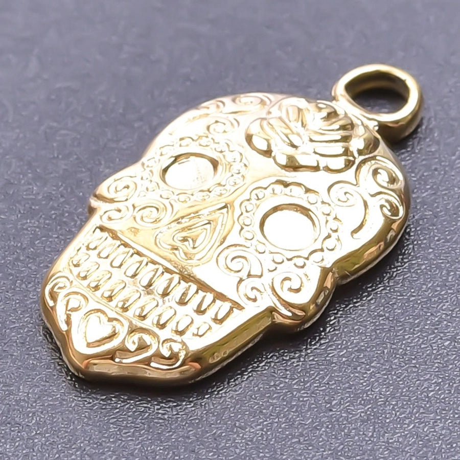 Jewelry Casual Hip-Hop Funny Skull 304 Stainless Steel 18K Gold Plated Plating Pendant Necklace