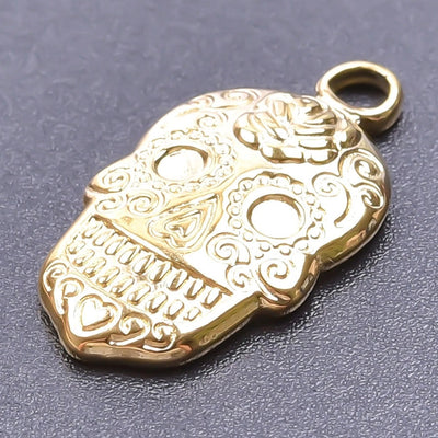 Jewelry Casual Hip-Hop Funny Skull 304 Stainless Steel 18K Gold Plated Plating Pendant Necklace